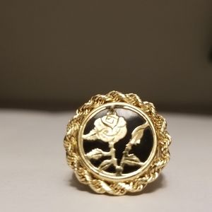 14k gold rose black onyx ring